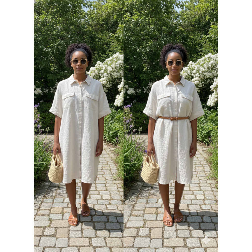 NWT J.Crew Short Sleeve Utility beige Linen Shirt Dress with Slip Plus Size XXL